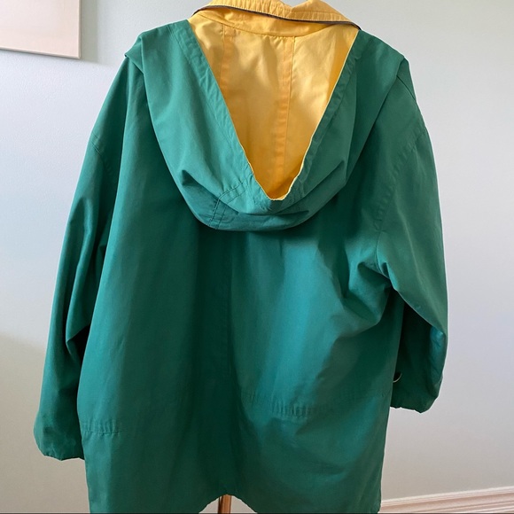 🌧💚GREEN/YELLOW VINTAGE RAIN COAT -SIZE L💛🌧 - Picture 2 of 2